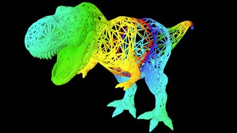 3d rendering of an artistic object made with colorful rope lines on black Stock Illustration