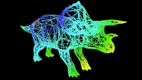 3d rendering of an artistic object made with colorful rope lines on black Stock Illustration