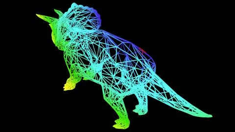 3d rendering of an artistic object made with colorful rope lines on black Stock Illustration