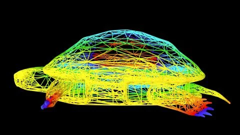 3d rendering of an artistic object made with colorful rope lines on black Stock Illustration