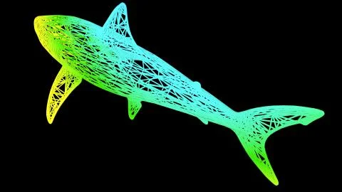 3d rendering of an artistic object made with colorful rope lines on black Stock Illustration