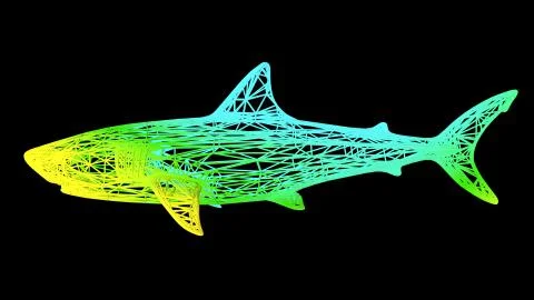 3d rendering of an artistic object made with colorful rope lines on black Illustrazione stock