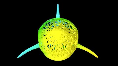 3d rendering of an artistic object made with colorful rope lines on black Stock Illustration