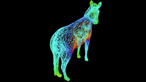 3d rendering of an artistic object made with colorful rope lines on black 스톡 일러스트