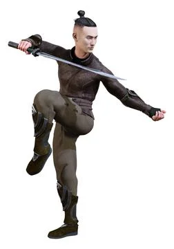 3D Rendering Asian Man on White Stock Illustration