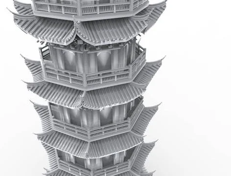 3d rendering of a asian pagoda tower isolated in white studio background 3... Photos