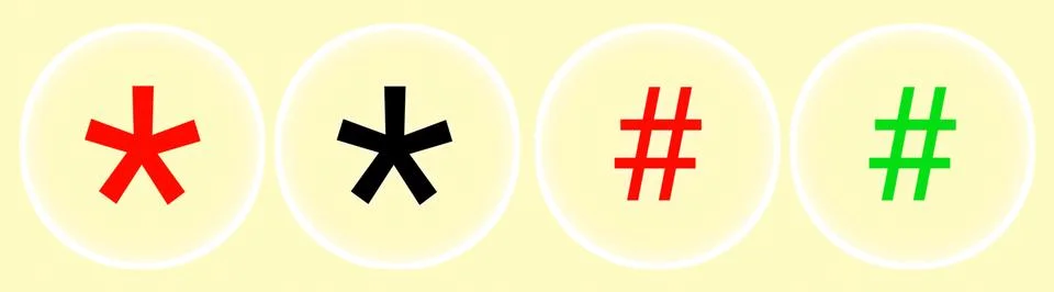 3D rendering Asterisks and Hashtags symbols on neon lite yellow background イラスト素材