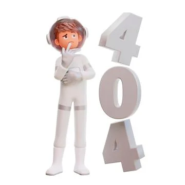 3d rendering of an astronaut with 404 error on a white background Stock Illustration