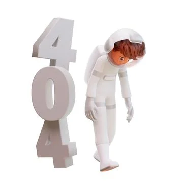 3d rendering of an astronaut with 404 error Stock Illustration