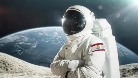 3D Rendering Of Astronaut carrying on his shoulder  French Polynesia Flag Ag Video stock 283700256