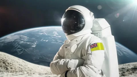 3D Rendering Of Astronaut carrying on his shoulder  Niue Flag Against Video stock 283703068