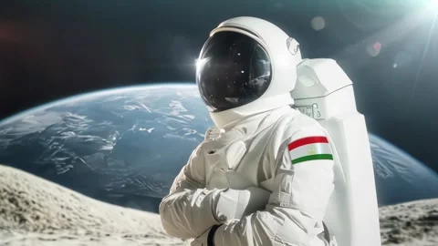 3D Rendering Of Astronaut carrying on his shoulder  Tajikistan Flag Against Video stock 283706351