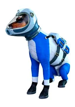 3D Rendering Astronaut Dog on White Stock Illustration