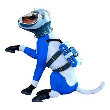 3D Rendering Astronaut Dog on White Stock Illustration