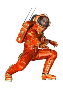 3D Rendering Astronaut on White Stock Illustration