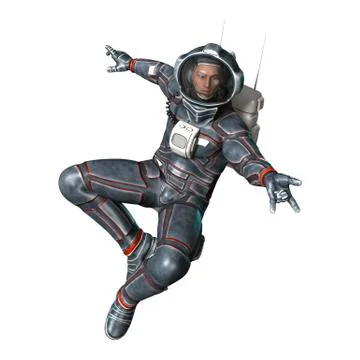 3D Rendering Astronaut on White Stock Illustration