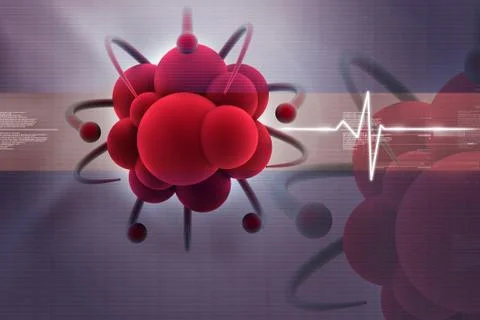 3d rendering of atom in abstract background Stock Illustration