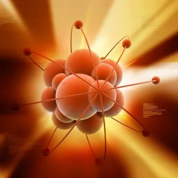 3d rendering of atom in abstract background Stock Illustration