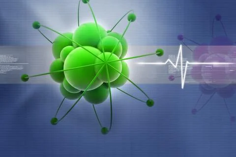 3d rendering of atom in digital design Stock Illustration