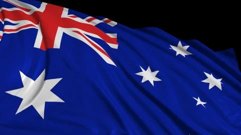 3d rendering of a australian flag. The flag develops smoothly in the wind 库存照片