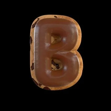 3d rendering of the B letter recreating a cookie with chocolate on top Stock Illustration
