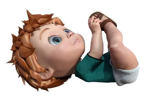 3D Rendering Baby Boy on White Stock Illustration