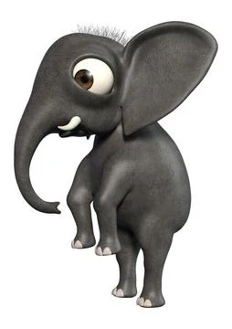 3D Rendering Baby Elephant on White Stock Illustration