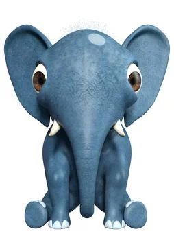3D Rendering Baby Elephant on White Stock Illustration