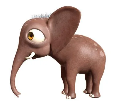 3D Rendering Baby Elephant on White Stock Illustration