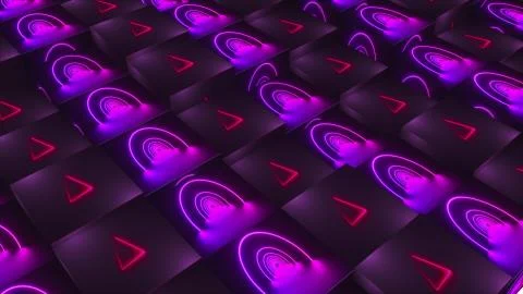 3d rendering backdrop of cubes with neon located at different levels. Computer 스톡 일러스트