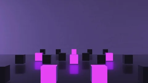 3d rendering background abstract loop black purple cubes geometric. Stock Footage 115477288