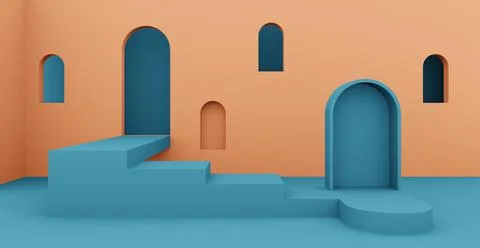 3d rendering background with abstract podium and wall scene background. Stockillustratie