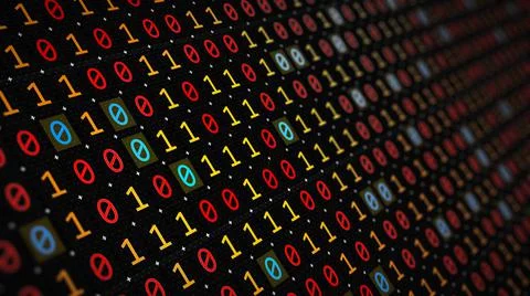 3D rendering of the background based on binary code technology Stock Illustration