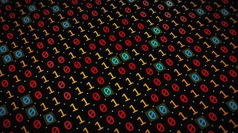 3D rendering of the background based on binary code technology Stock Illustration