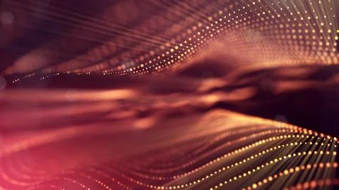 3d rendering background of glowing particles with depth of field, bokeh Stock Illustration