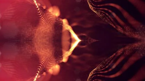 3d rendering background of glowing particles with depth of field, bokeh Stock Illustration