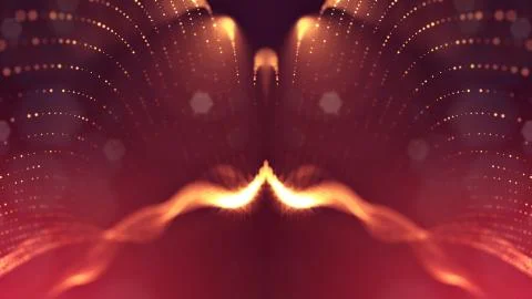 3d rendering background of glowing particles with depth of field, bokeh Illustrazione stock