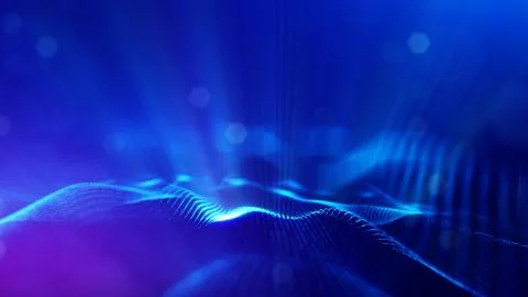 3d rendering background of glowing particles with depth of field, bokeh Stock Illustration