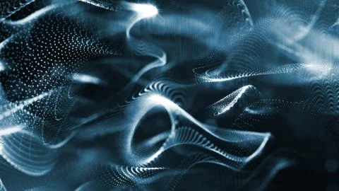 3d rendering background of glowing particles with depth of field, bokeh Stock Illustration