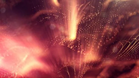 3d rendering background of glowing particles with depth of field, bokeh Stock Illustration