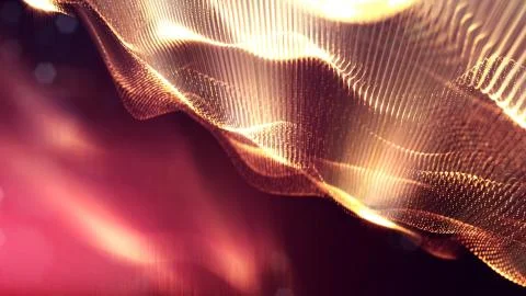 3d rendering background of glowing particles with depth of field, bokeh Stock Illustration