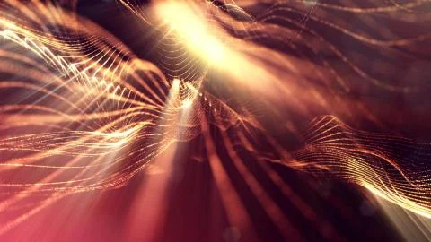 3d rendering background of glowing particles with depth of field, bokeh Illustrazione stock