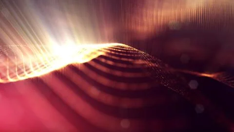 3d rendering background of glowing particles with depth of field, bokeh Stock Illustration