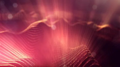 3d rendering background of glowing particles with depth of field, bokeh Illustrazione stock