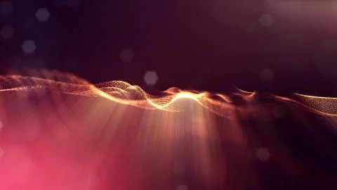 3d rendering background of glowing particles with depth of field, bokeh Stock Illustration