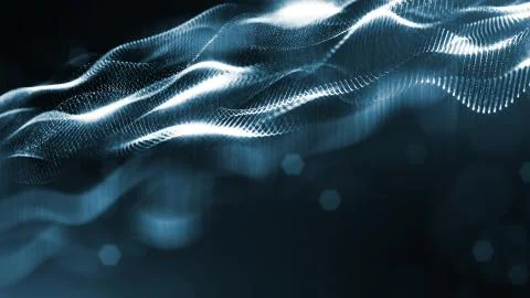 3d rendering background of glowing particles with depth of field, bokeh Stock Illustration