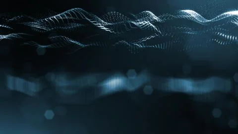 3d rendering background of glowing particles with depth of field, bokeh 스톡 일러스트