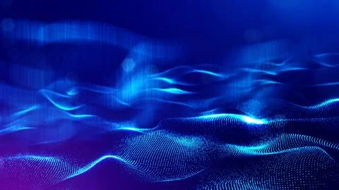 3d rendering background of glowing particles with depth of field, bokeh Illustrazione stock