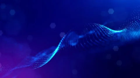 3d rendering background of glowing particles that form curved lines and 3d イラスト素材