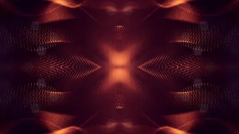 3d rendering background of glowing particles that form curved lines and 3d Stock Illustration